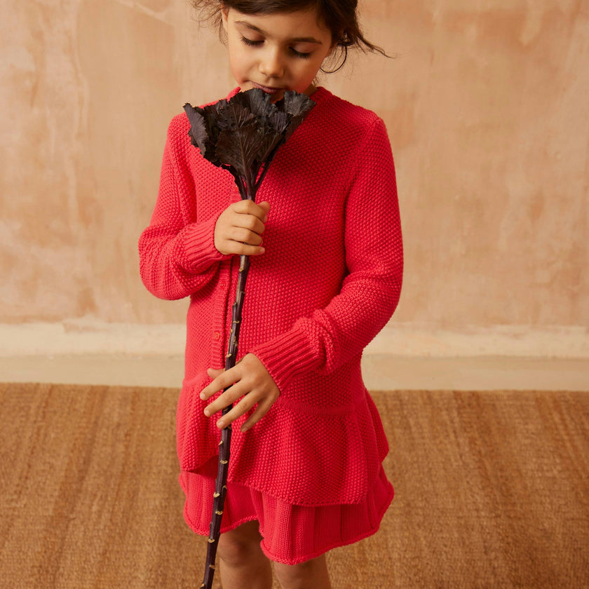 Moss Stitch Jacket | Raspberry