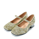 Agnese 2-Color Glitter Buckle Strap Mary Jane Shoes
