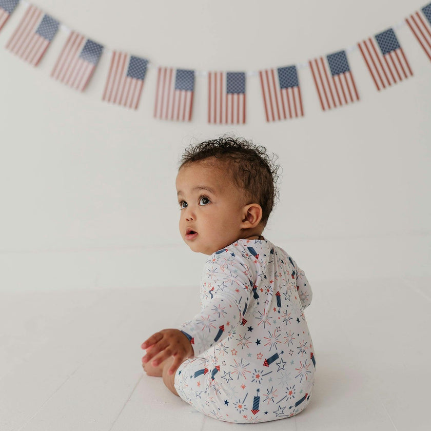 Baby Boy One-Piece Rash Guard Swimsuit in Fireworks