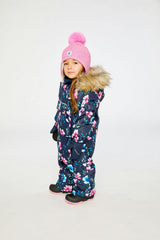 Baby One Piece Snowsuit Adapted For Car Seats Blue Floral Print