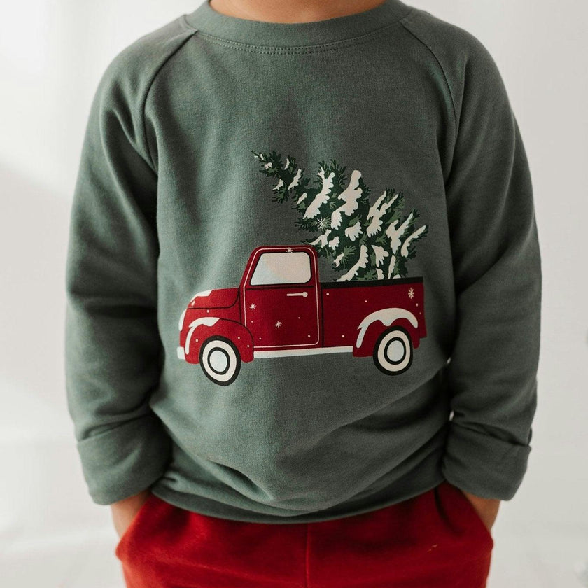 Raglan Sweatshirt Christmas Truck