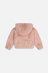 Faux Fur Hooded Cardigan Pink