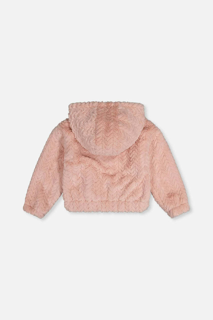 Faux Fur Hooded Cardigan Pink
