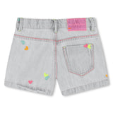 Light Gray Denim Kids’ Shorts with Embroidery