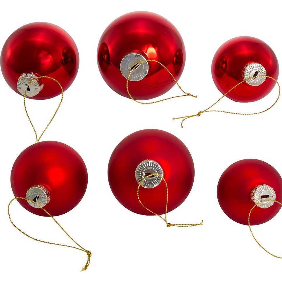 60-80MM Shiny and Matte Red Glass Ball Ornaments