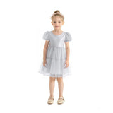 Gray Eveline Puff-Sleeve Dress