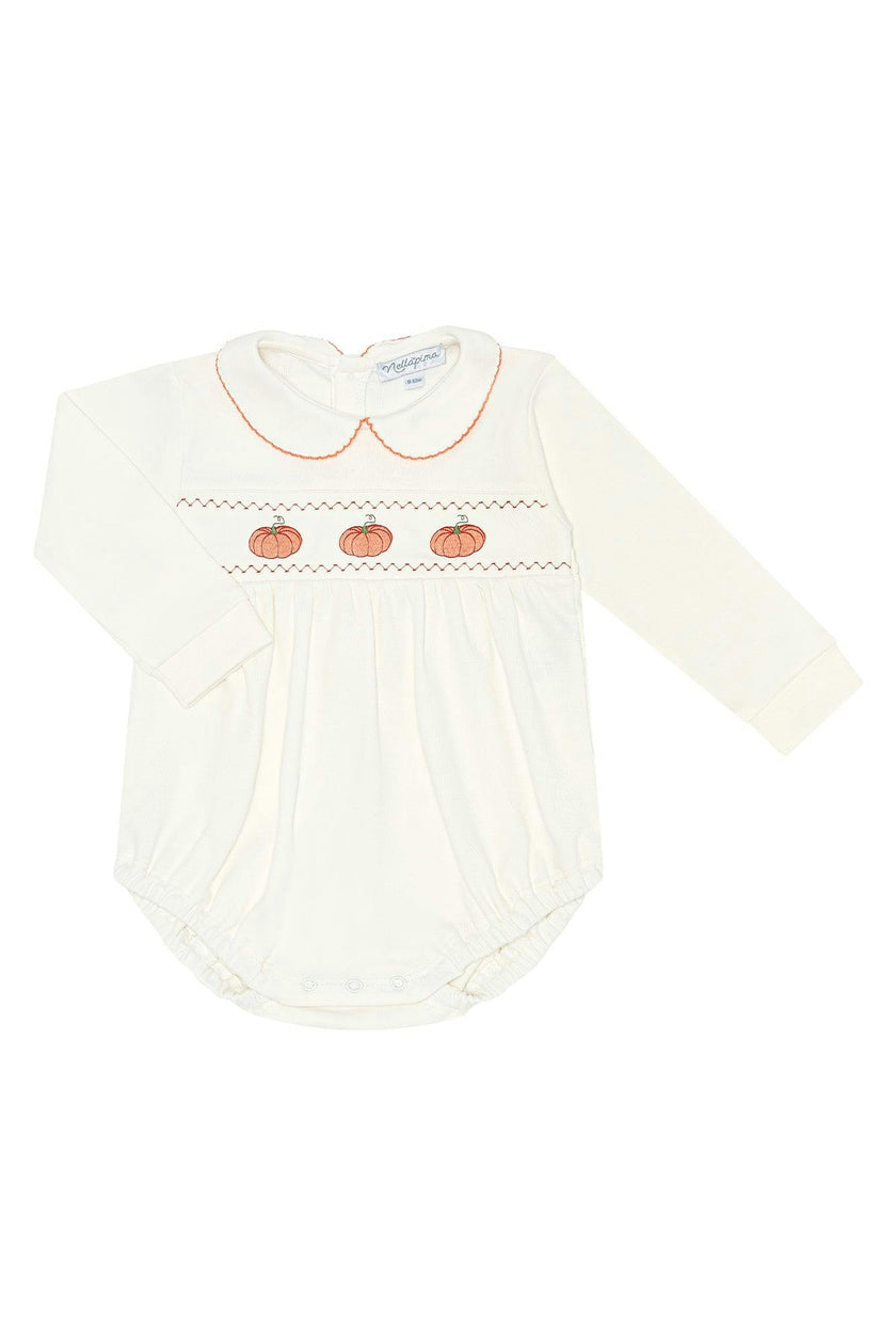 Ivory Pumpkin Patch Embroidered Bubble LS