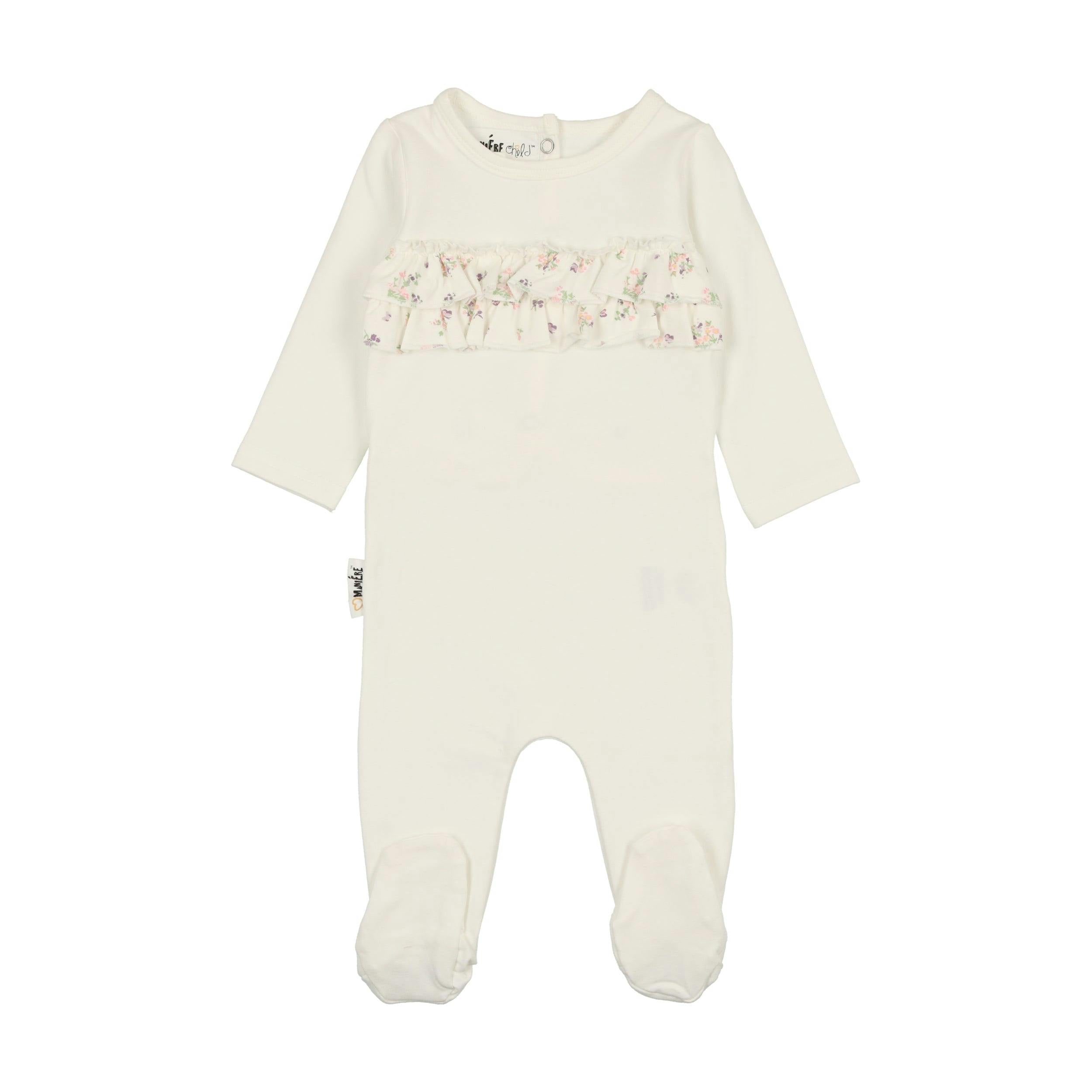 Floral Ruffle Front Long Sleeve Footie