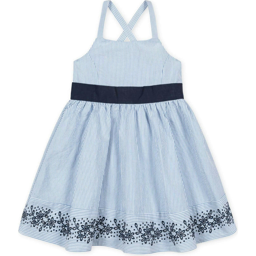Organic Sleeveless Special Occasion Sundress with Bow Back Detail and Embroidery
