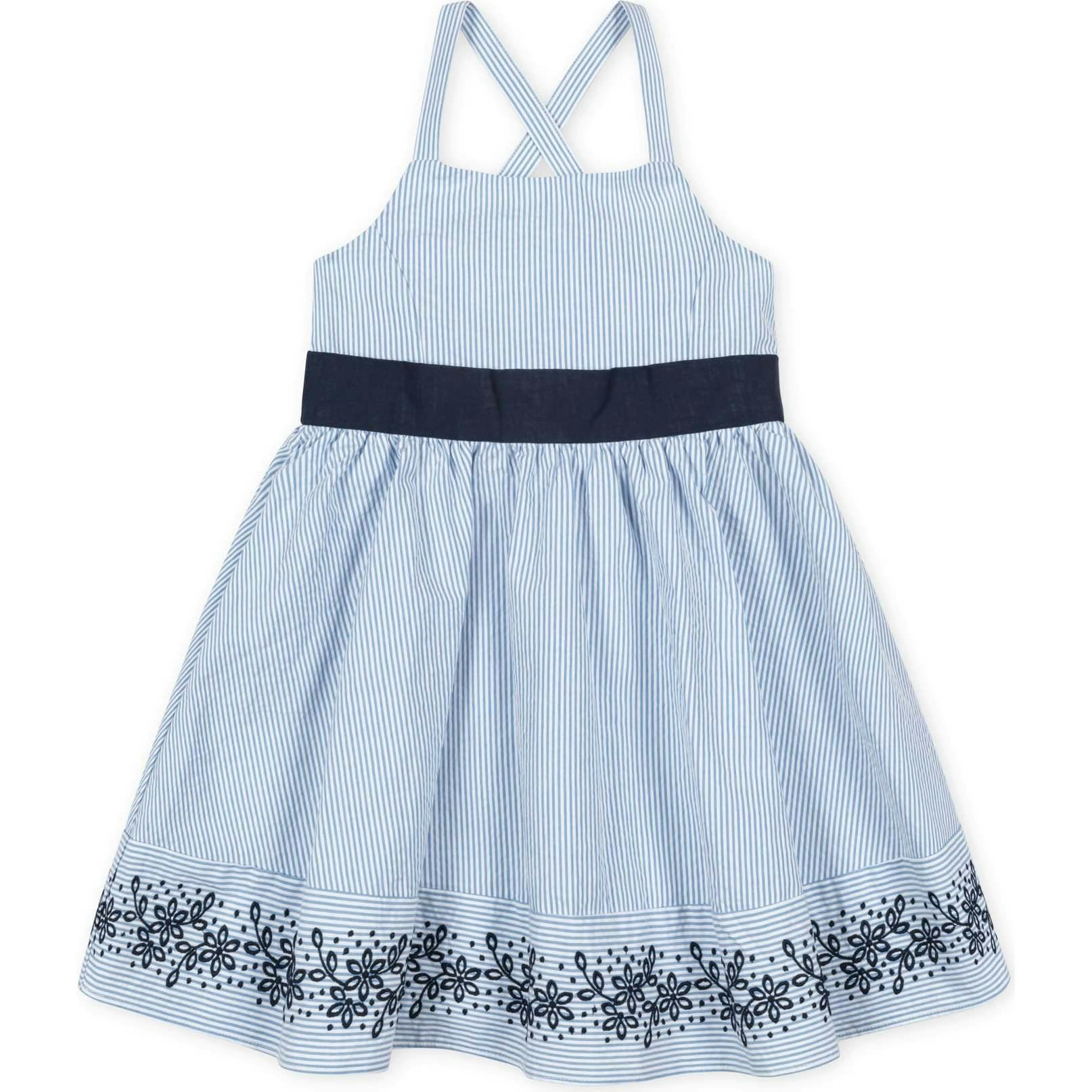 Organic Sleeveless Special Occasion Sundress with Bow Back Detail and Embroidery