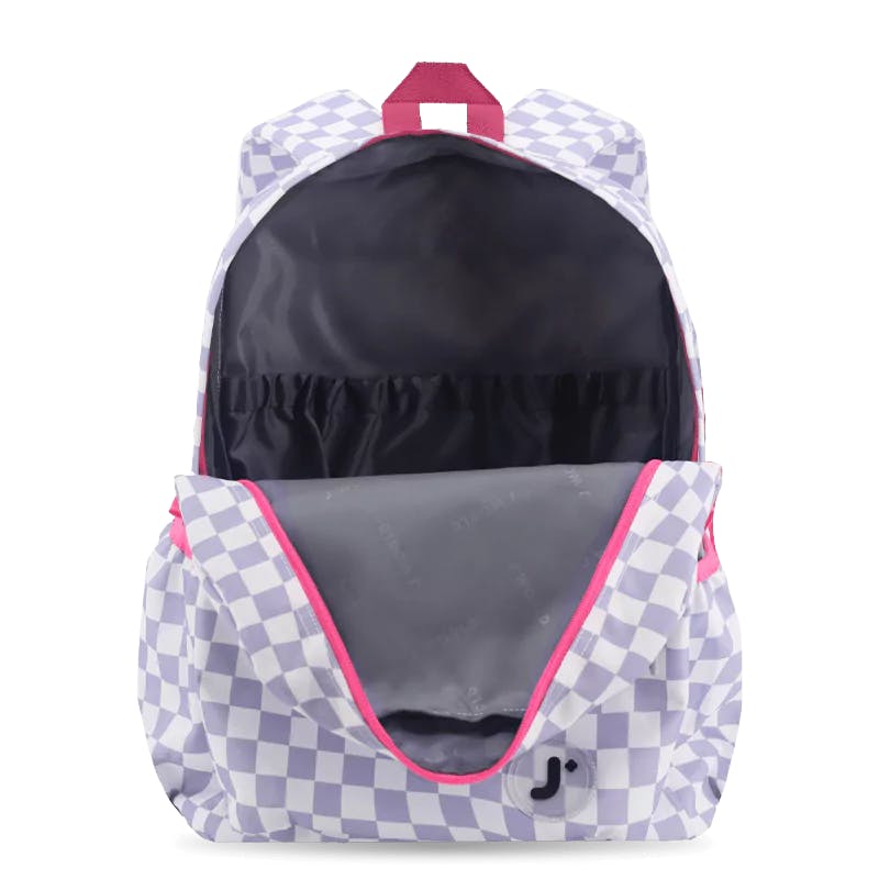 Oz Daypack Backpack with 22oz Flowee Water Bottle in Lavender Checkers