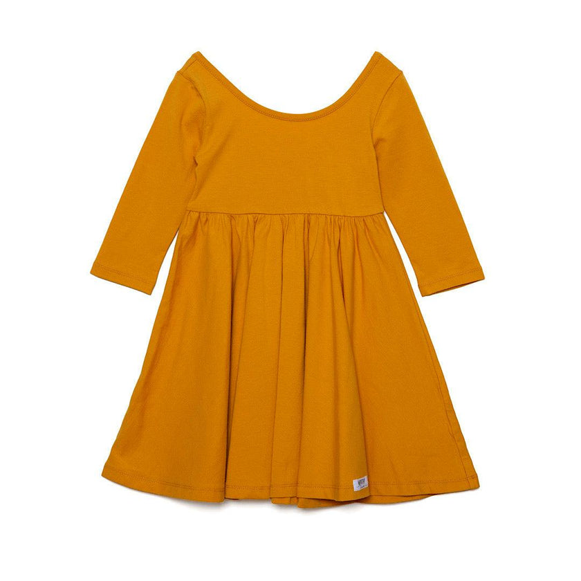 Twirly Dress in Mustard Yellow