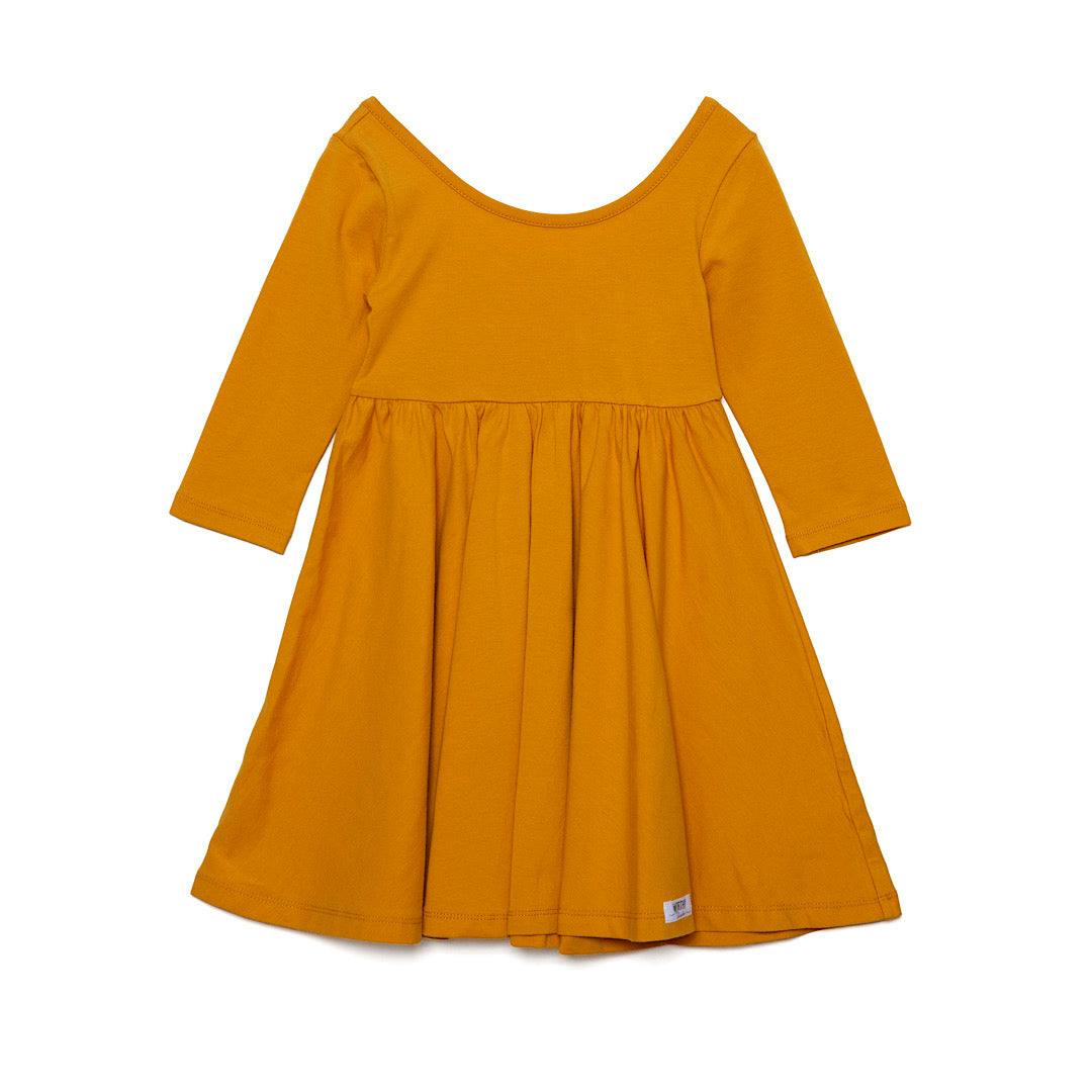 Twirly Dress in Mustard Yellow