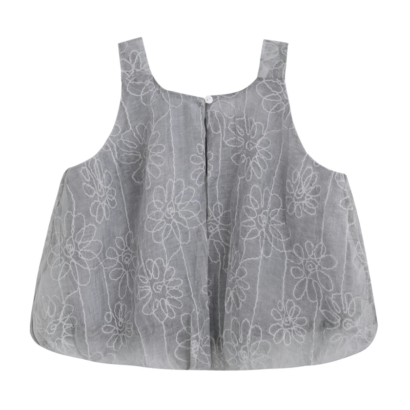 Gray Floral Embroidered Short Set