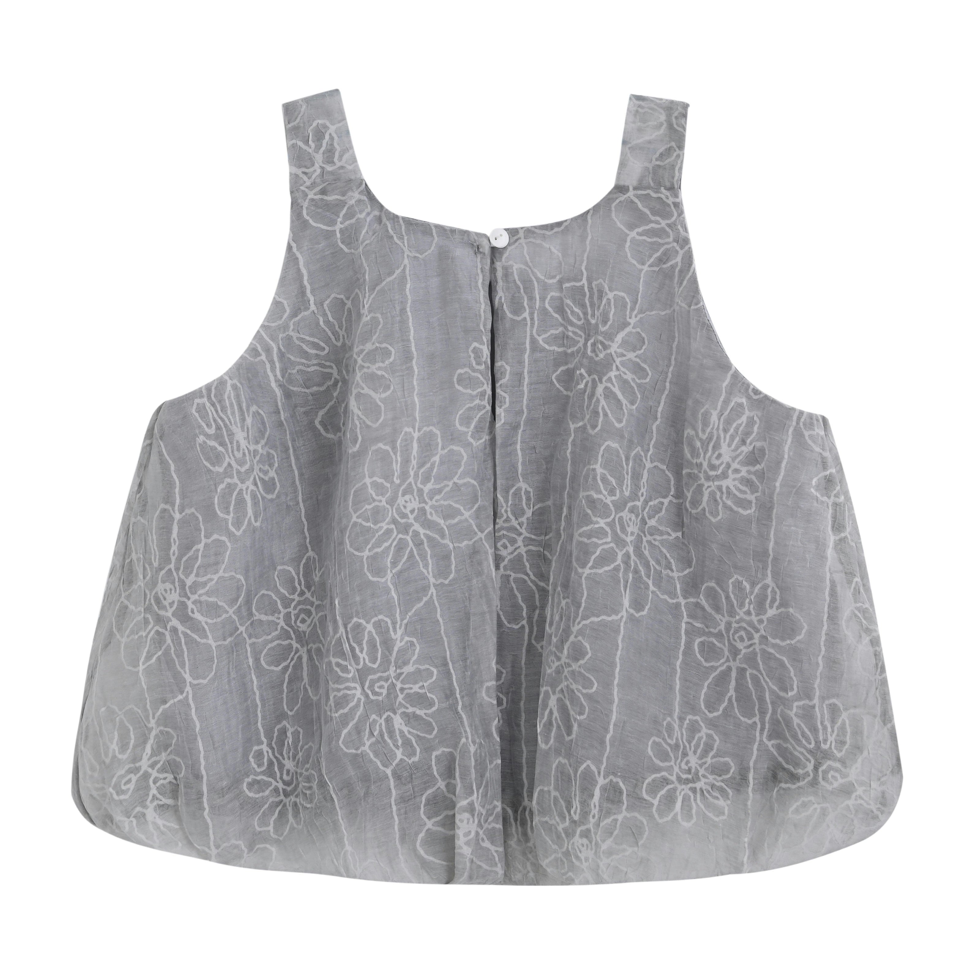 Gray Floral Embroidered Short Set