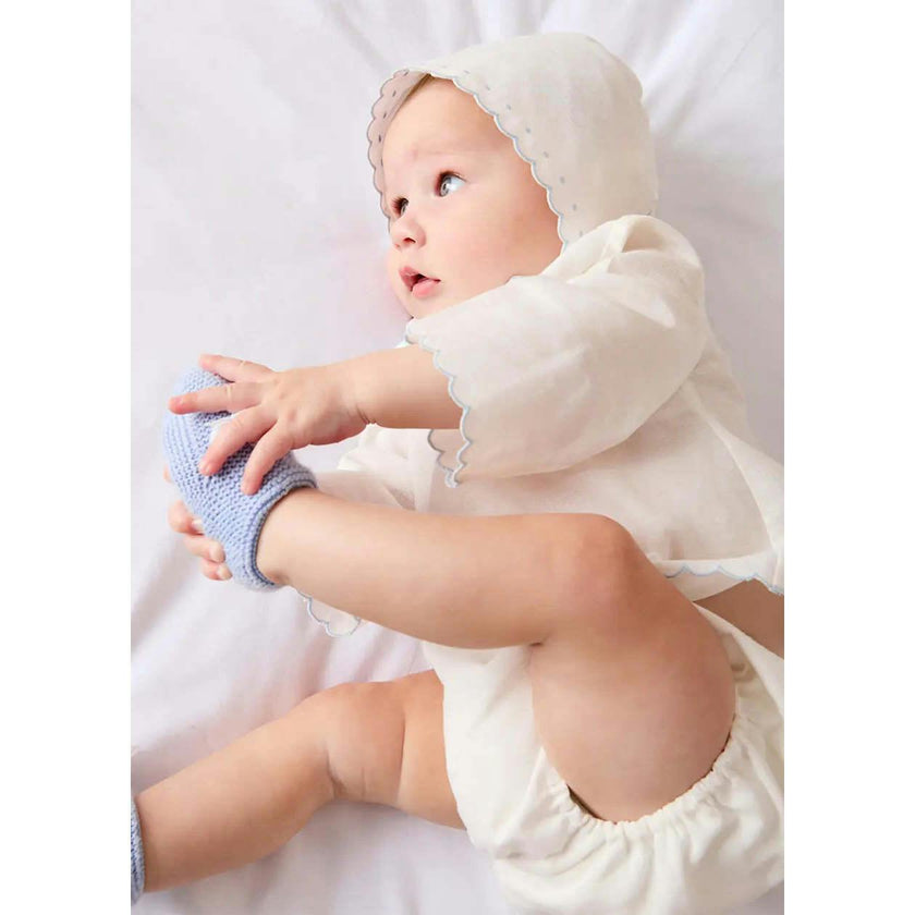 Whale Embroidered Scallop Edge Two Piece Set in Blue (1-6mths)