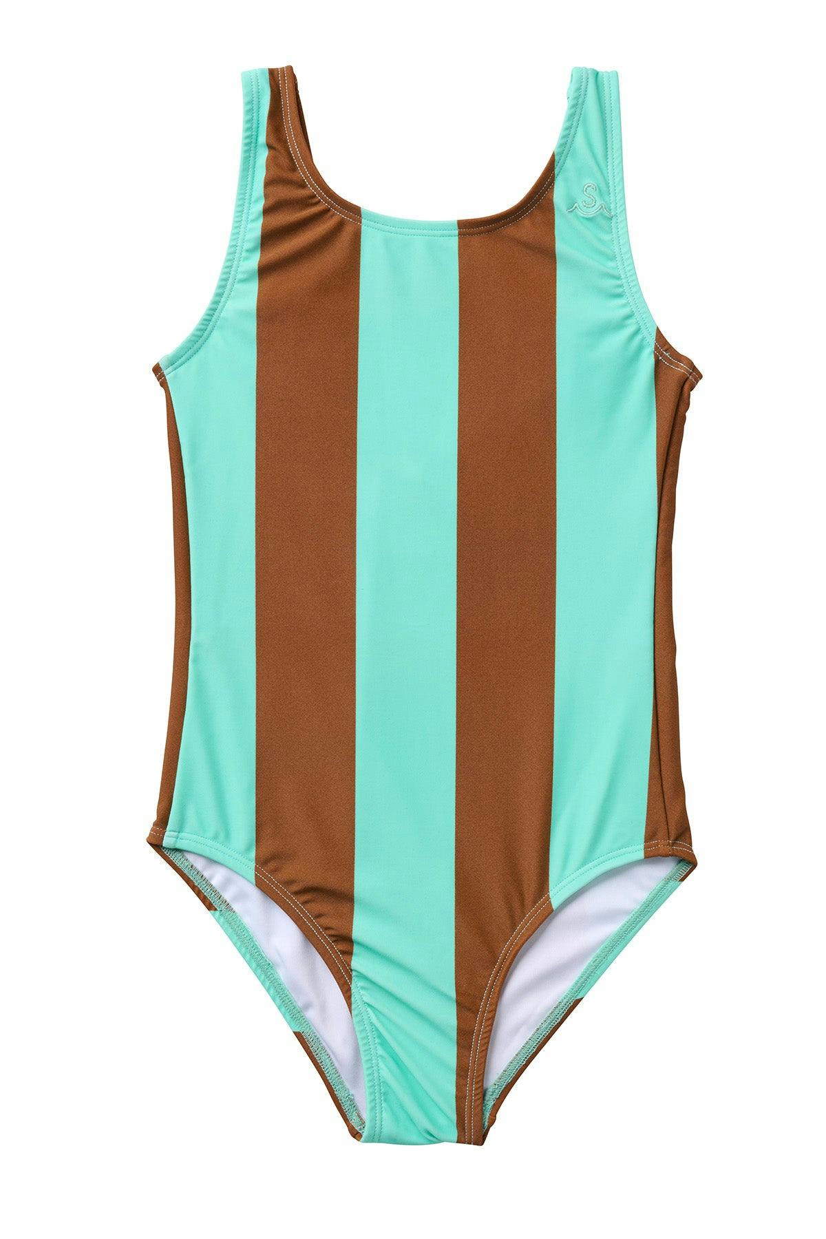 Seaesta Surf x Heather Taylor Home / Retro Stripe Swimsuit / Mint Chip