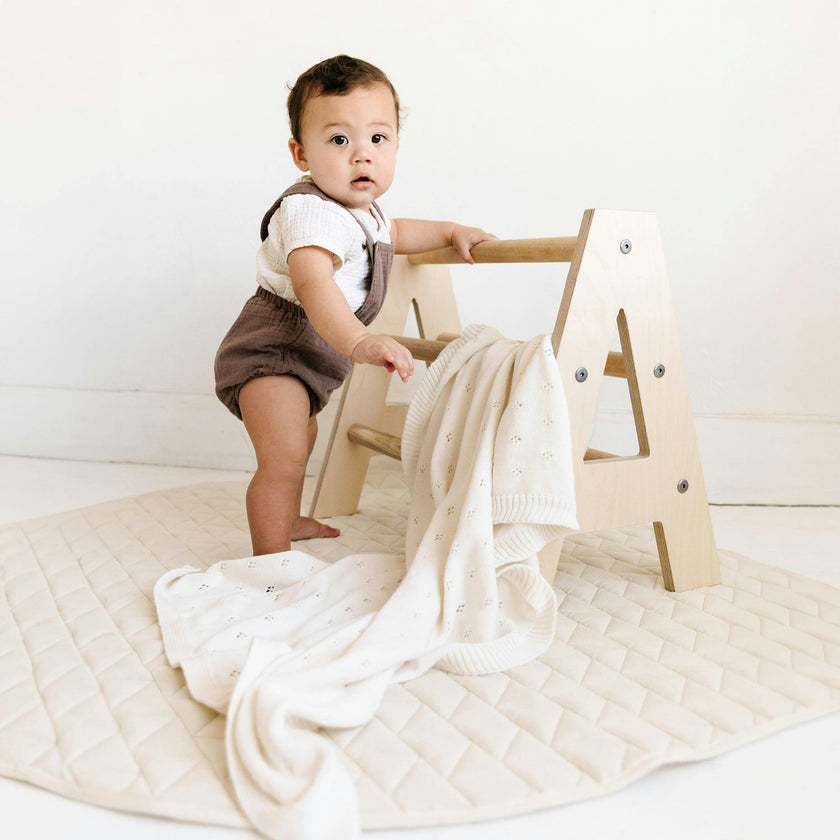 Organic Cotton Pointelle Baby Knit Blanket - Ivory
