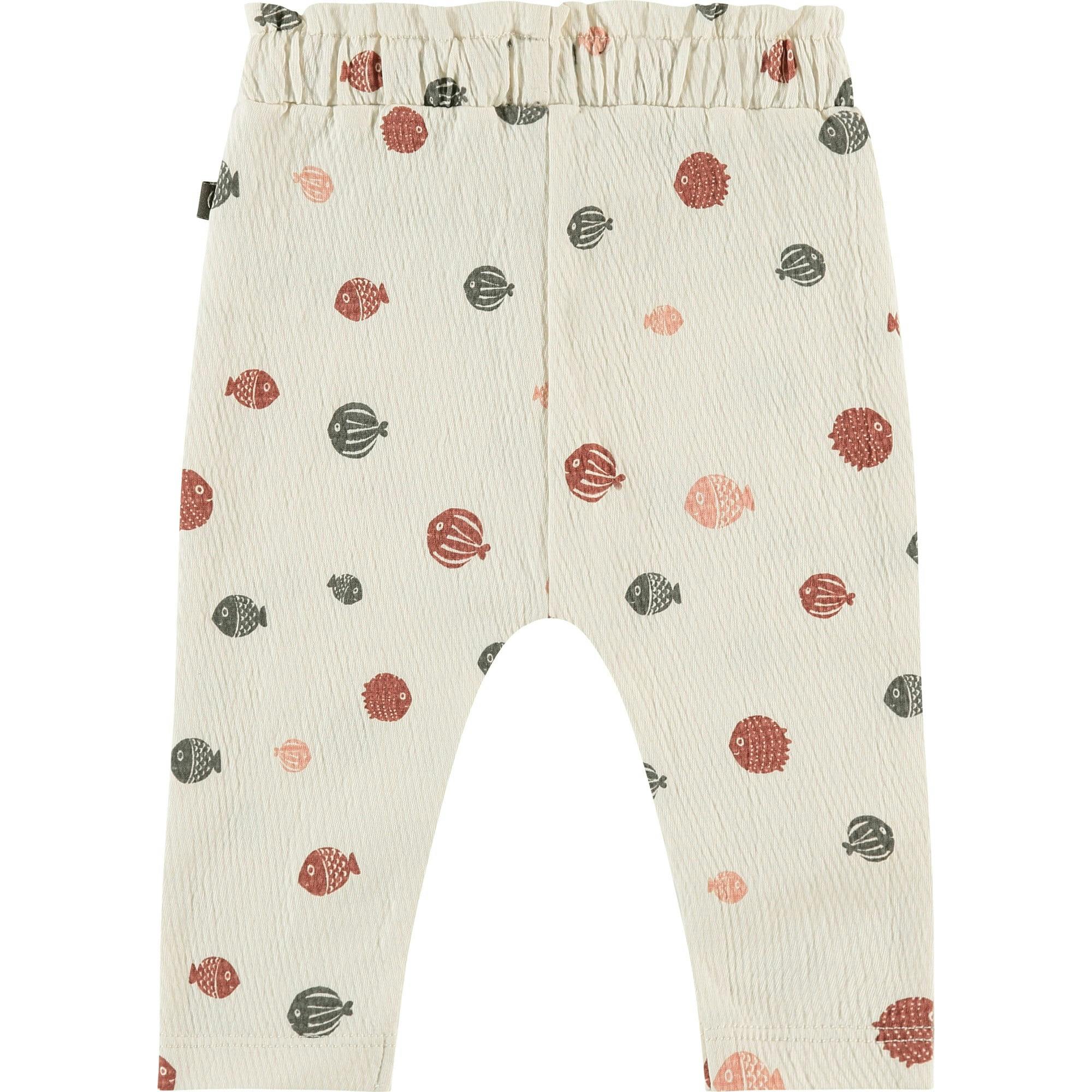 All-Over Blowfish Graphic Print Textured Pants