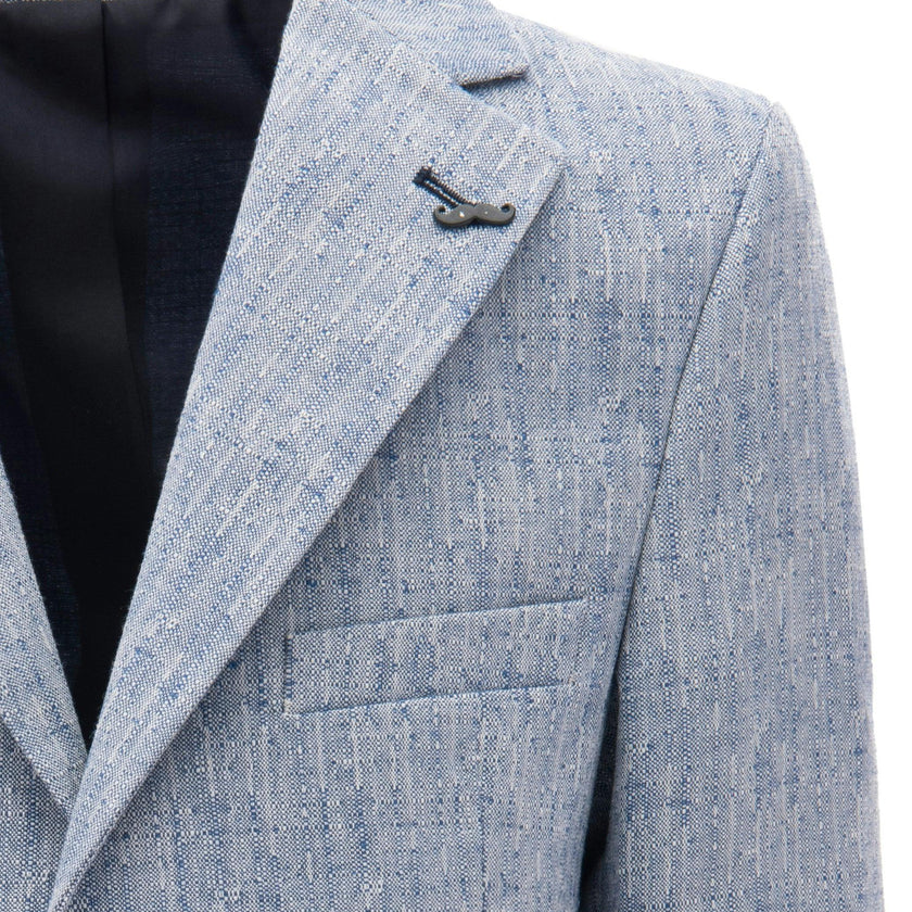 Blue Tweed Peak Lapel Blazer