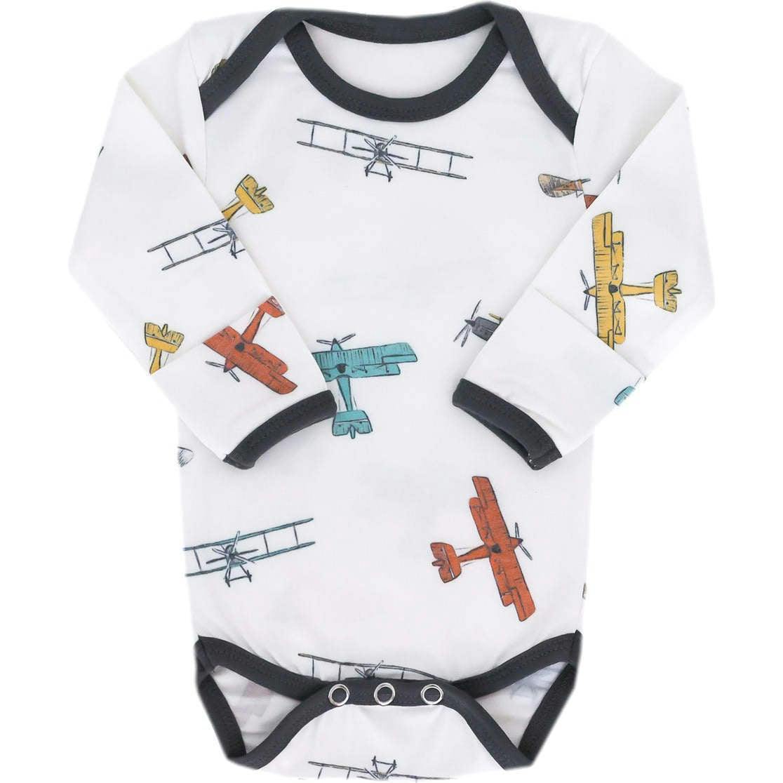 Ultra Soft Long Sleeve Overlap Shoulders Bodysuit, Prints
