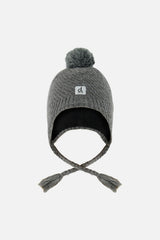 Winter Peruvian Knit Hat with Pompom Cool Dark Grey