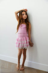 Gemma Pink Heart Smocked Ruffle Mini Skirt