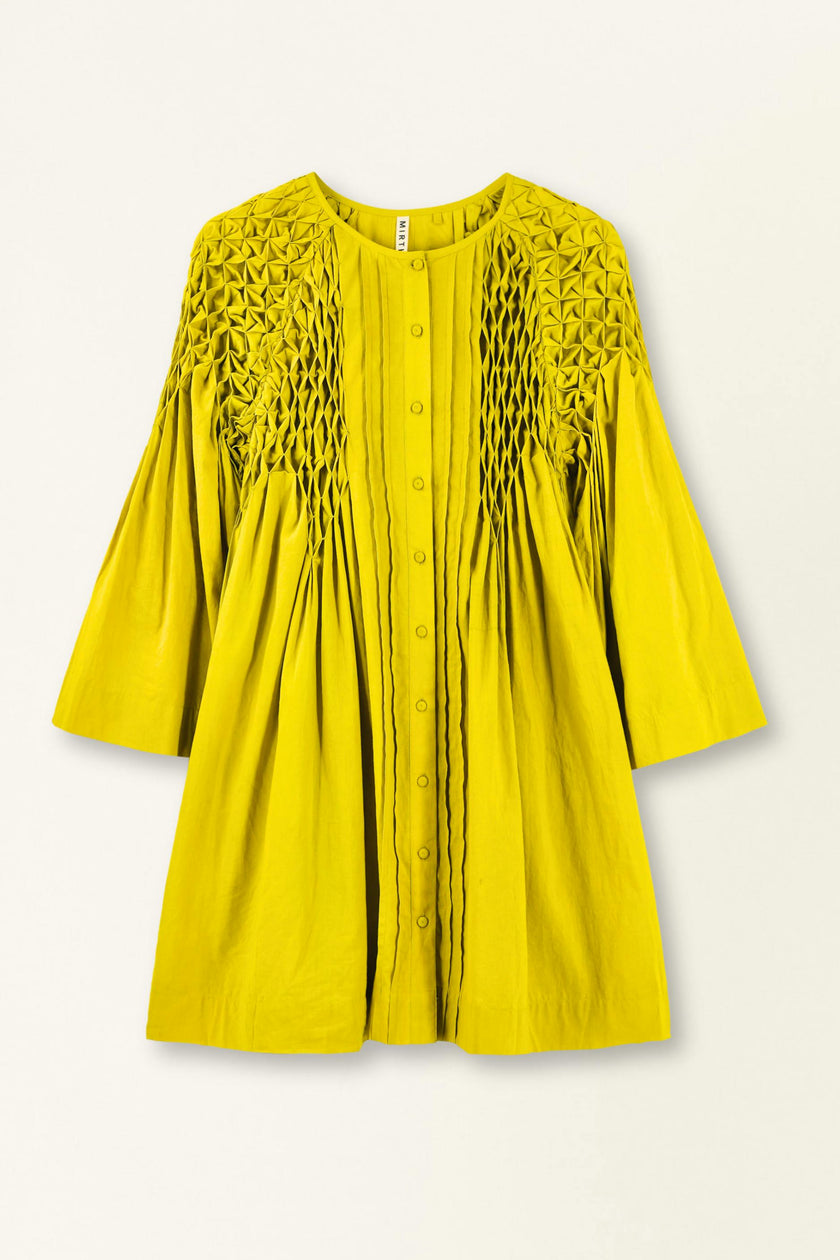 Ynez Smocked Dress in Lemongrass