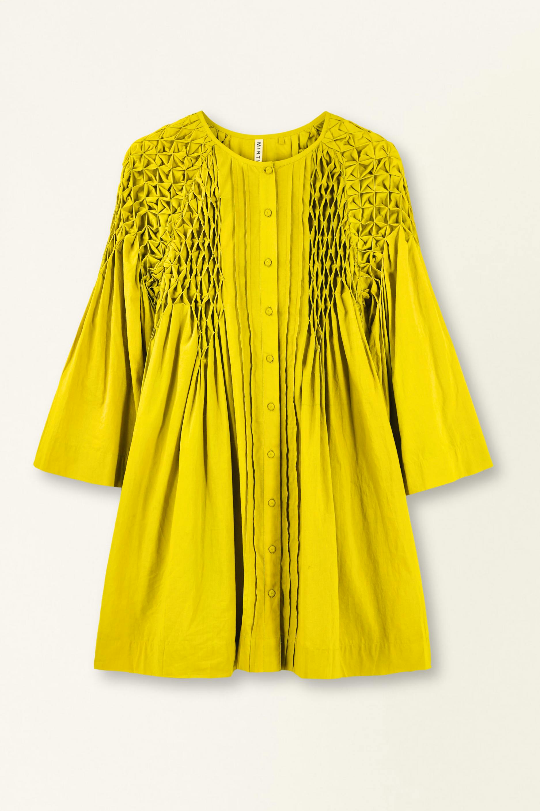Ynez Smocked Dress in Lemongrass