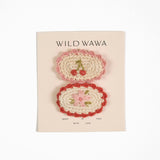 Crochet Clip Set in Cherry Bloom