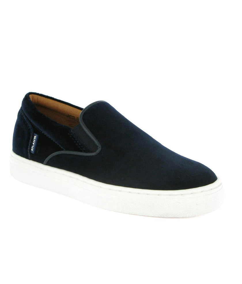 Velvet Leather Slip On Sneaker, Navy Blue