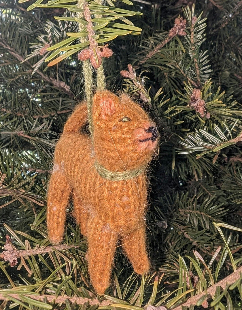 Abyssinian Cat Hand Knit Christmas Ornament
