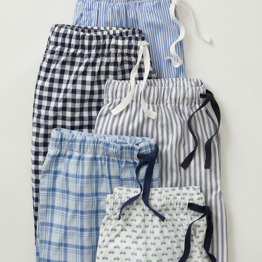 Kid's Twill Pajama Pants in French Blue Stripes