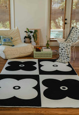 Black and White Four Leaf Clover Rug