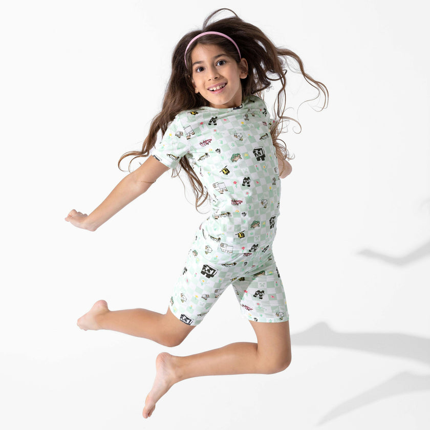 Minecraft: Sleep Repeat Bamboo Kids Pajama Short Set