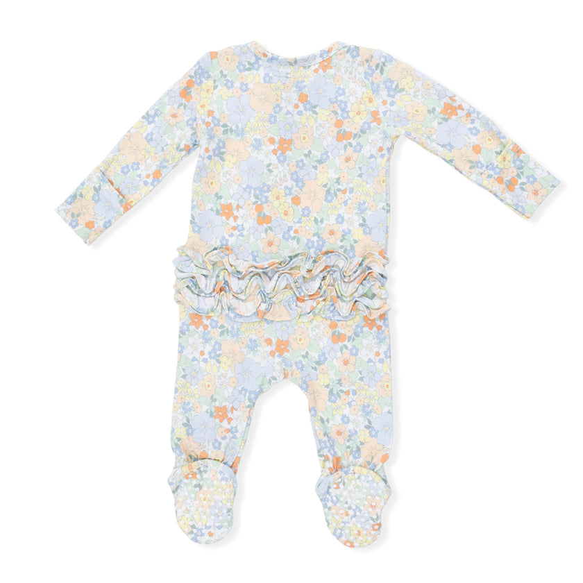 Georgia Floral - 2 Way Ruffle Back Zipper Footie
