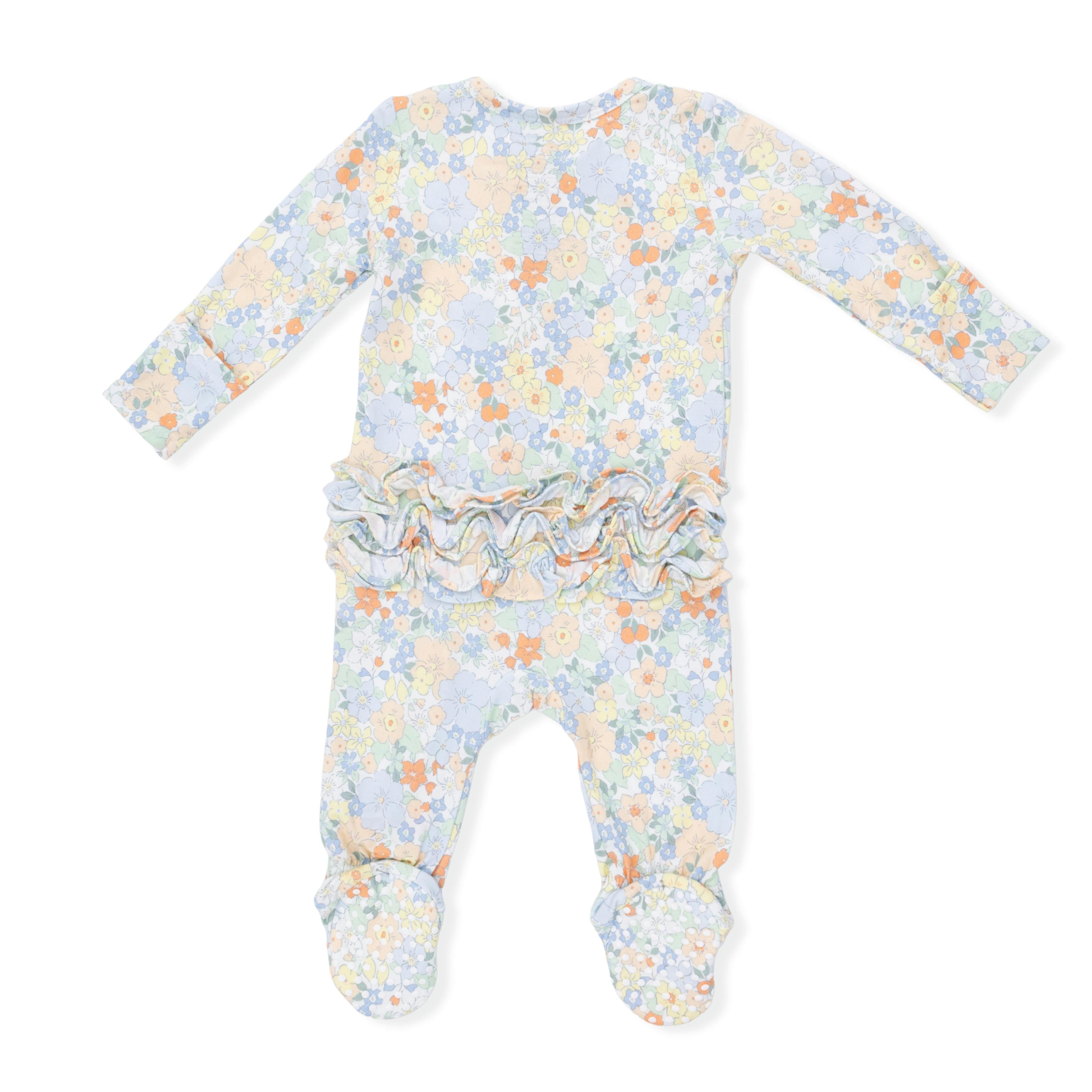 Georgia Floral - 2 Way Ruffle Back Zipper Footie