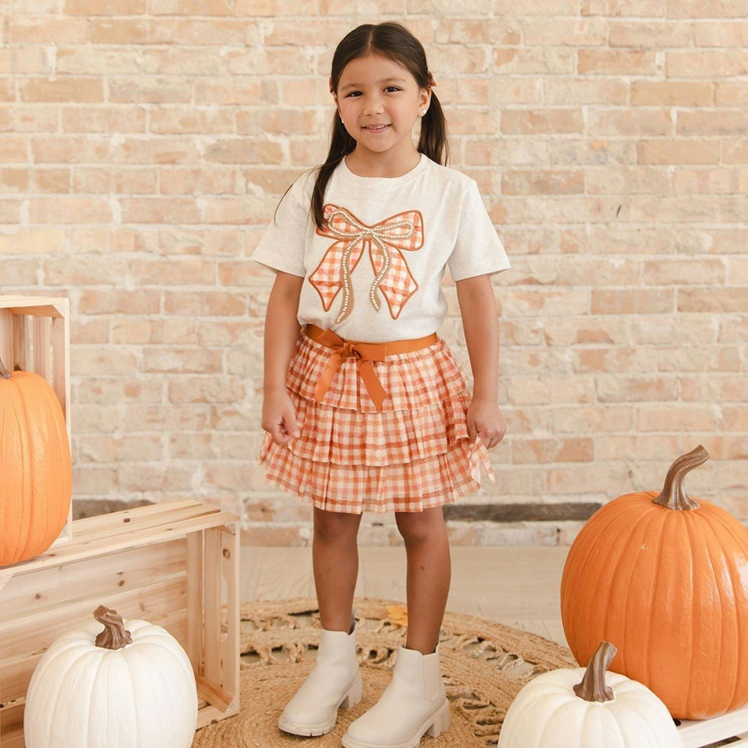 Cinnamon Plaid Tiered Tutu Skirt