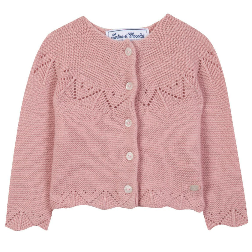 TARTINE ET CHOCOLAT Openwork Baby Cardigan - Blush