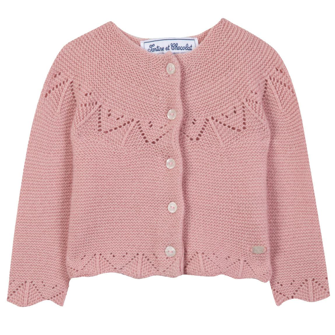 TARTINE ET CHOCOLAT Openwork Baby Cardigan - Blush