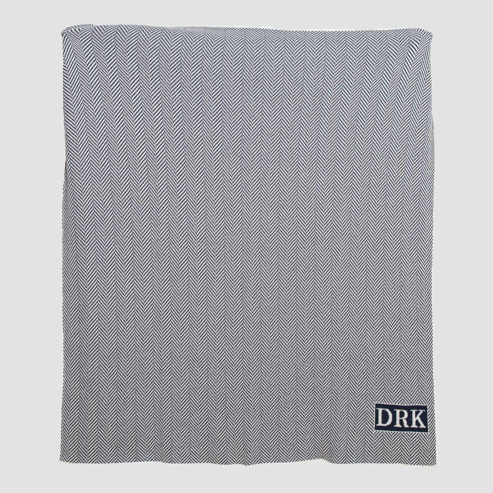 Custom Personalized Sustainable Knit Throw Blanket - Herringbone Initials