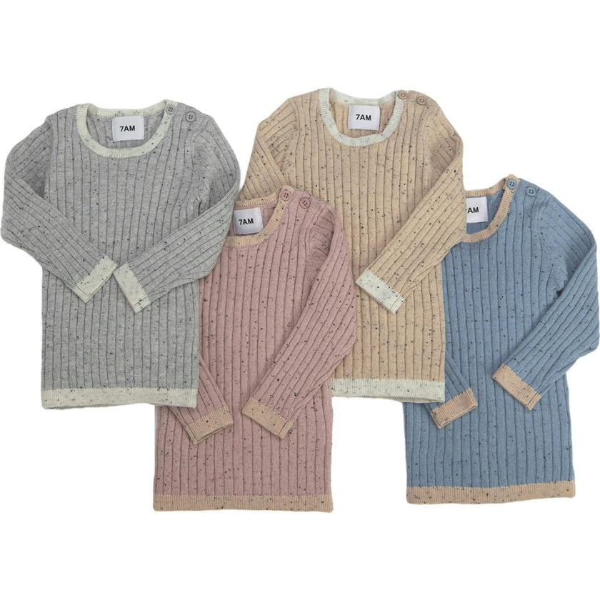 Ribbed Knit Long Sleeve Retro Top
