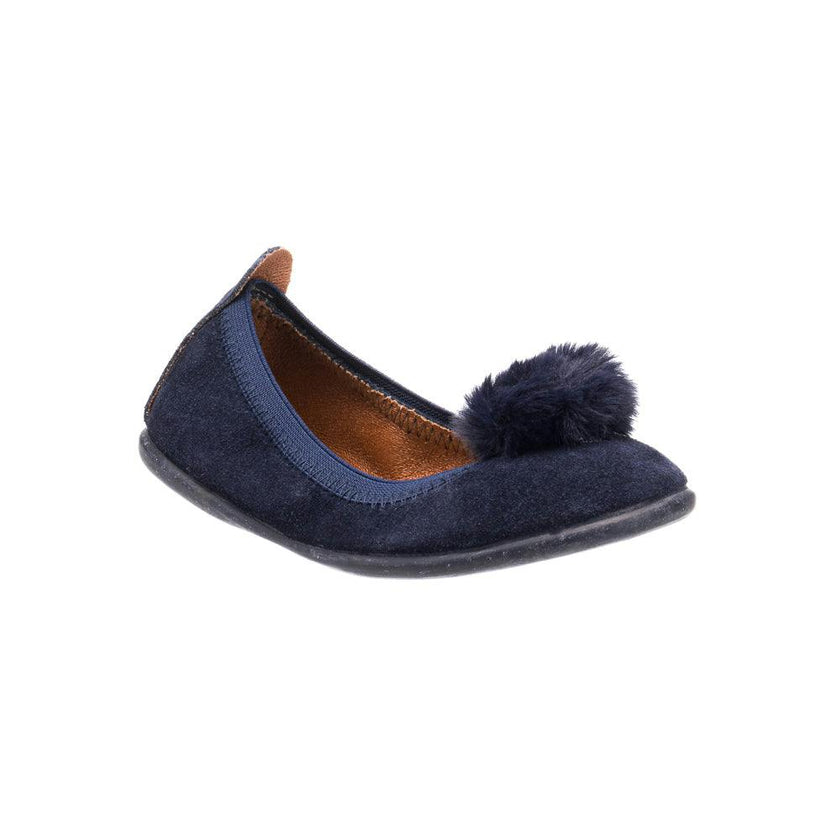 Suede Pom Pom Ballerina