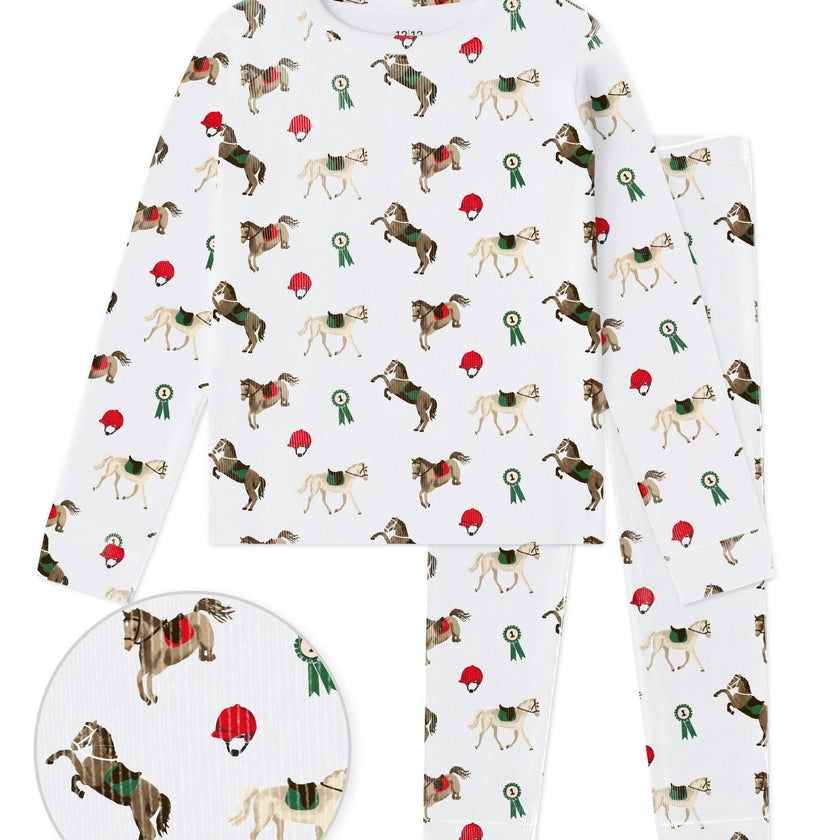 The Organic Long Sleeve Pajama Set [Riding Ponies]