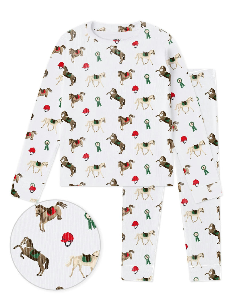 The Organic Long Sleeve Pajama Set [Riding Ponies]