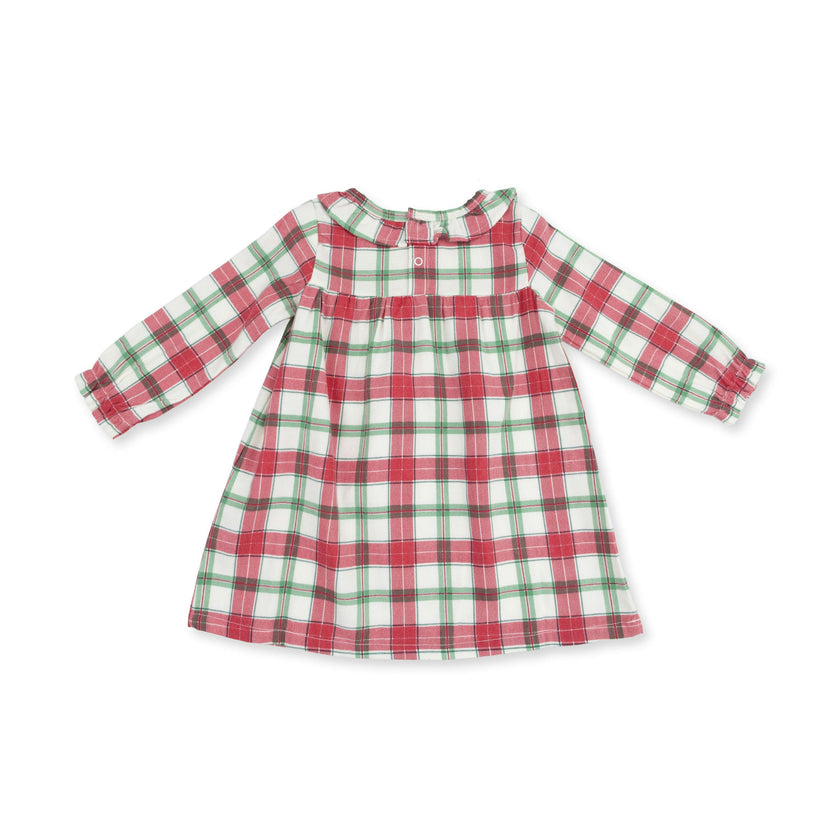 Holiday Plaid - Long Sleeve Gown with Ruffle Collar