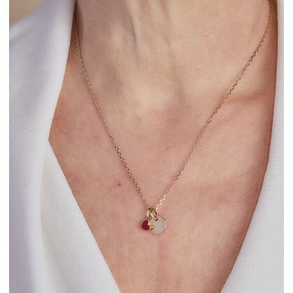 Personalized Valentine'S Disc Necklace, 14k Gold Plated