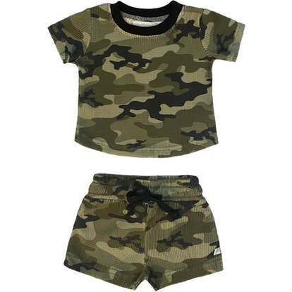 Boys Camo Camouflage Waffle Short Set