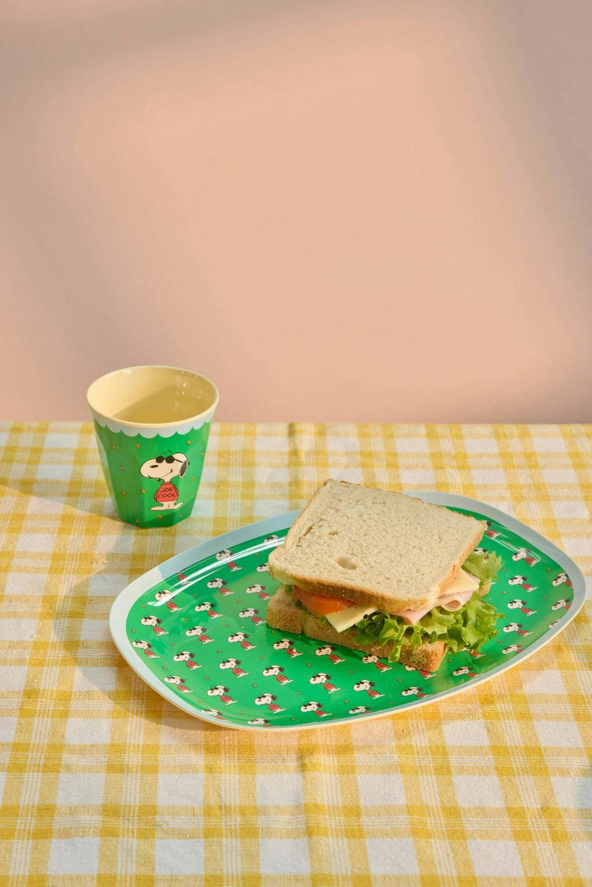 Rectangular Plate with Snoopy Print - Green -