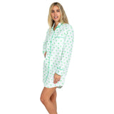 Women's Green Palm Tree Night Shirt - Organic Cotton Poplin